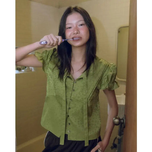 [BUNJANG] Hokus Pokus Pearl Garden Tie Blouse / 호쿠스포쿠스 블라우스 (Pearl Garden Tie Blouse)