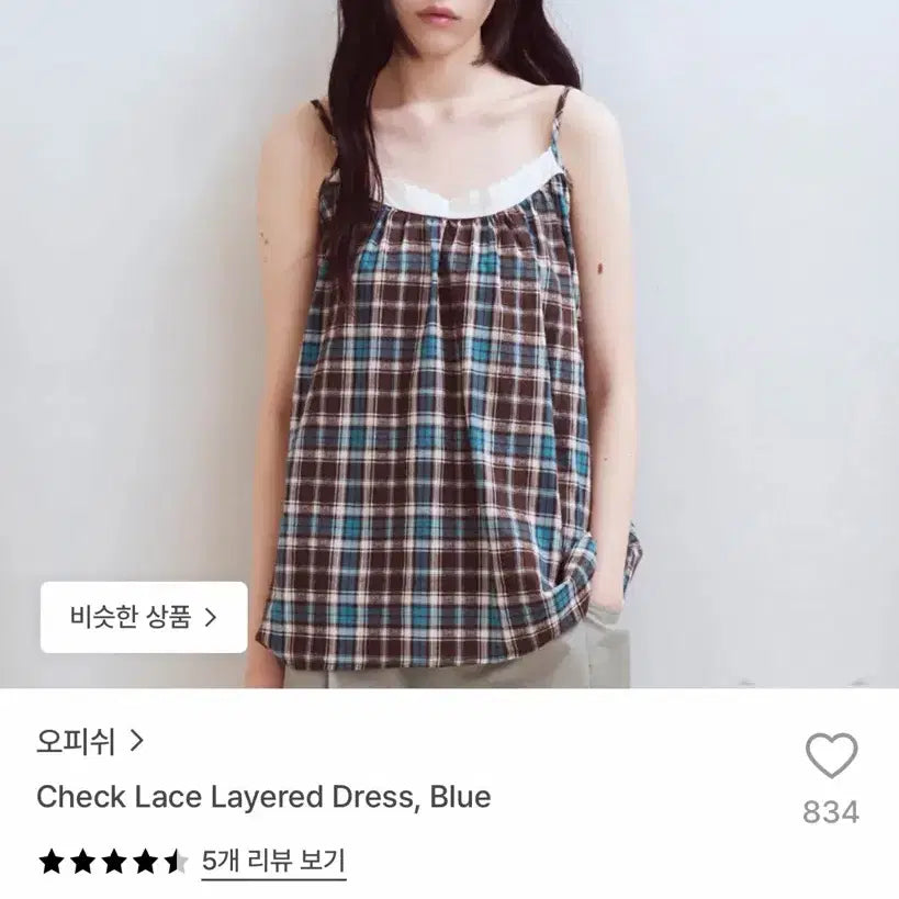 [BUNJANG] Ophice Check Lace Layered Dress / 오피쉬 체크 레이스 레이어드 드레스