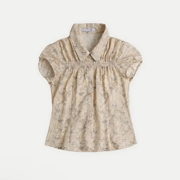 [BUNJANG] Colossinus Embroidery Short Sleeve Blouse Shirt / 콜로신스 블라우스 반팔 셔츠
