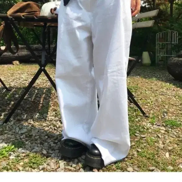[BUNJANG] Our Cabinet Tray White Pants / 아워캐비넷 tray white pants