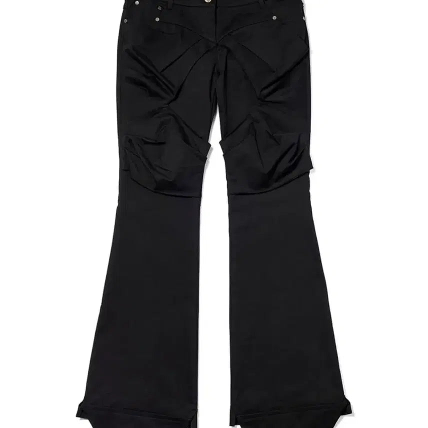 [BUNJANG] OPEN YY Gathered Bootcut Pants Black (S) / OPEN YY 오픈와이와이 개더드 부츠컷 팬츠 블랙 (S)