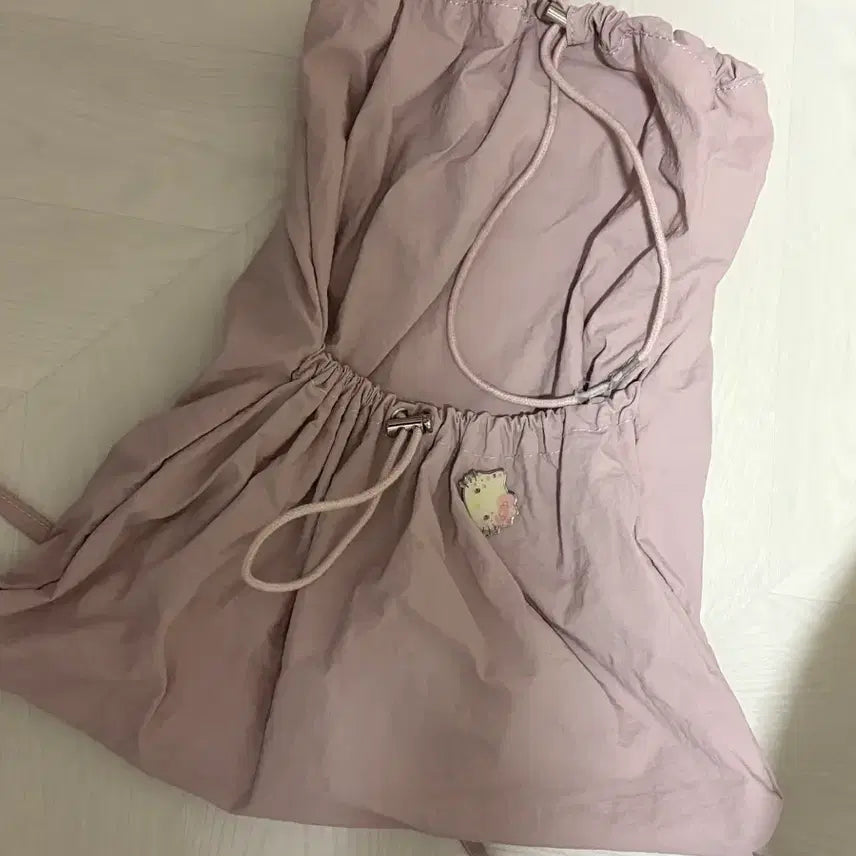 [BUNJANG] Indie Pink Nylon String Backpack Bag / 인디핑크 나일론 스트링 백팩 짐색 가방 크로스백