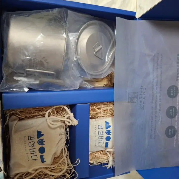 [BUNJANG] Samcheok Santaco Titanium Cup Set with 2 Soju Cups / (새상품세트박스)  티타늄컵+소주컵2개세트 삼척 산타코