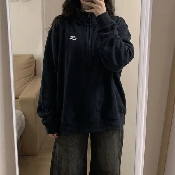 [BUNJANG] Nike Black Half Zip-Up Shirt / 나이키 블랙 하프 집업 셔츠
