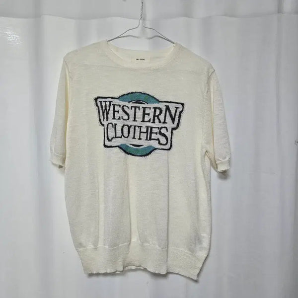 [BUNJANG] Mill Studio Short Sleeve Knit Ivory Acrylic / 밀 스튜디오 웨스턴 클로스 니트 아이보리