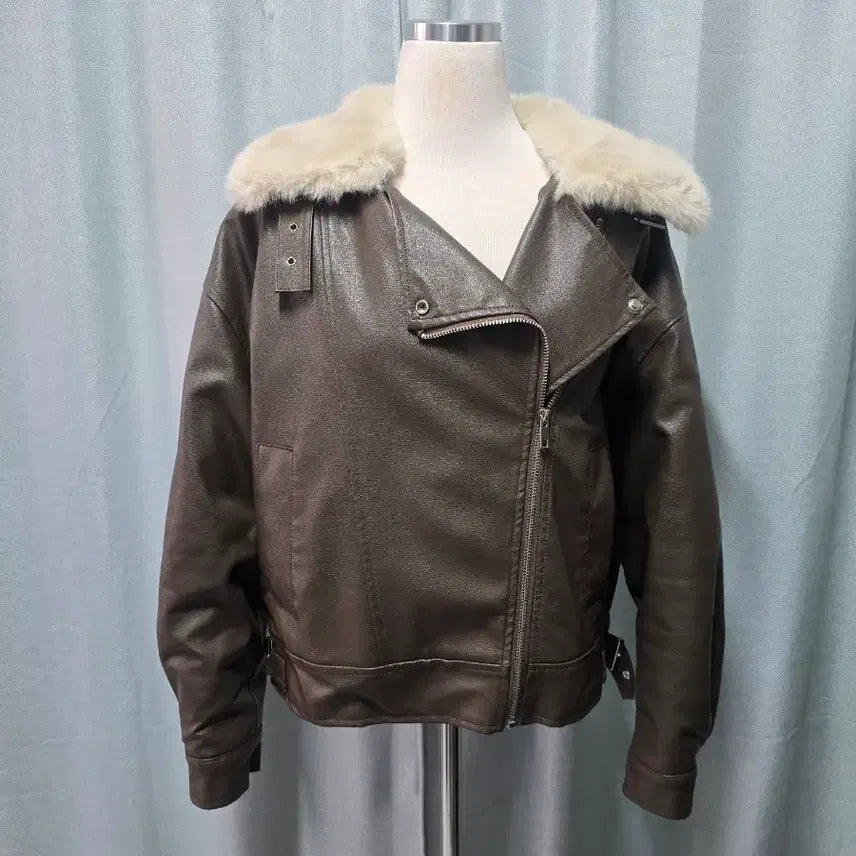 [BUNJANG] Faux Leather Jacket / 브라운  인조  가죽자켓