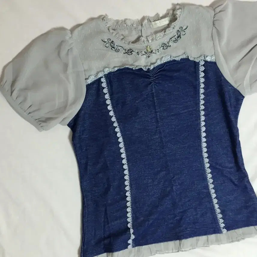 [BUNJANG] Axisfarm Vintage Lace Puff Blouse / 빈티지 엑시즈팜 레이스 퍼프 블라우스