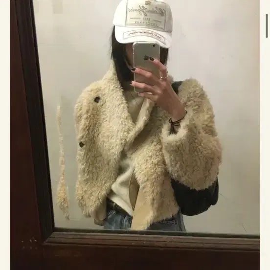[BUNJANG] 714 Center Faux Fur Jacket Beige / 714센터 퍼자켓 베이지