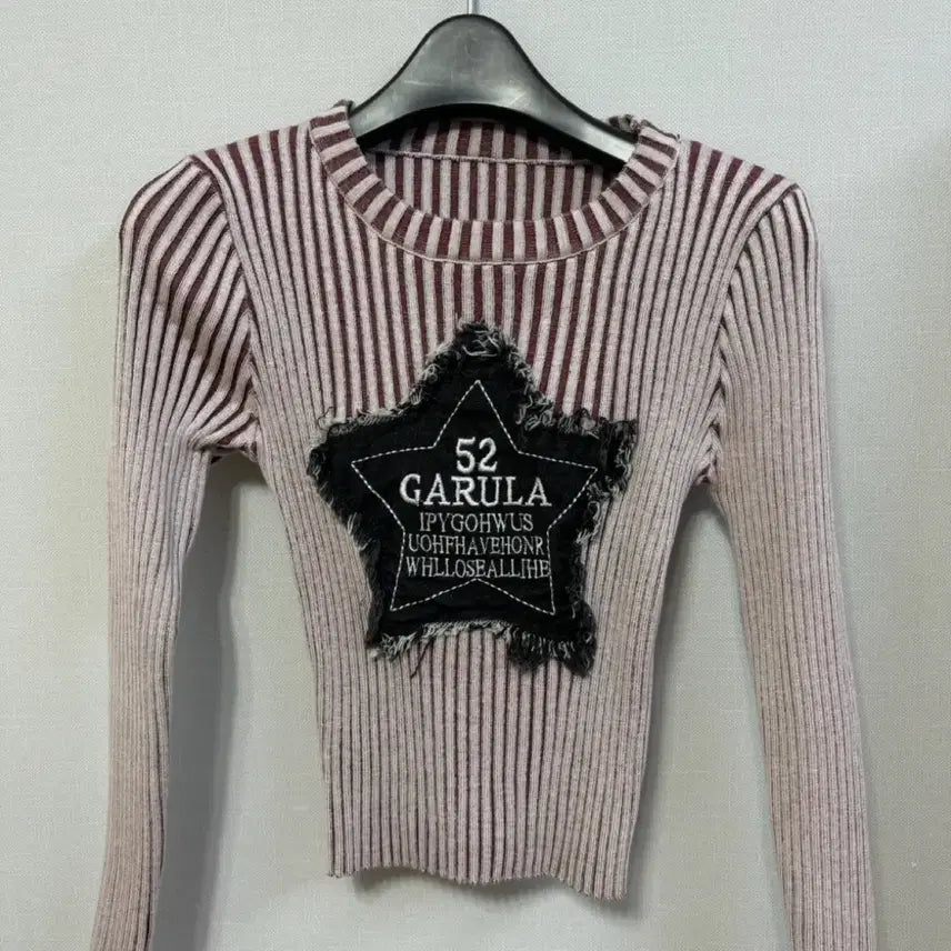 [BUNJANG] Long Sleeve Striped Star Patch T-Shirt / 긴팔 스트라이프 별 티셔츠