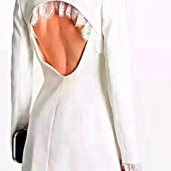 [BUNJANG] Naronge White Lace Cut-Out Mini Dress / 나롱쥐 화이트 레이스 컷아웃 원피스 드레스 섹시 홀복 돌잔치 신혼여행 데이트 클럽 파티룩