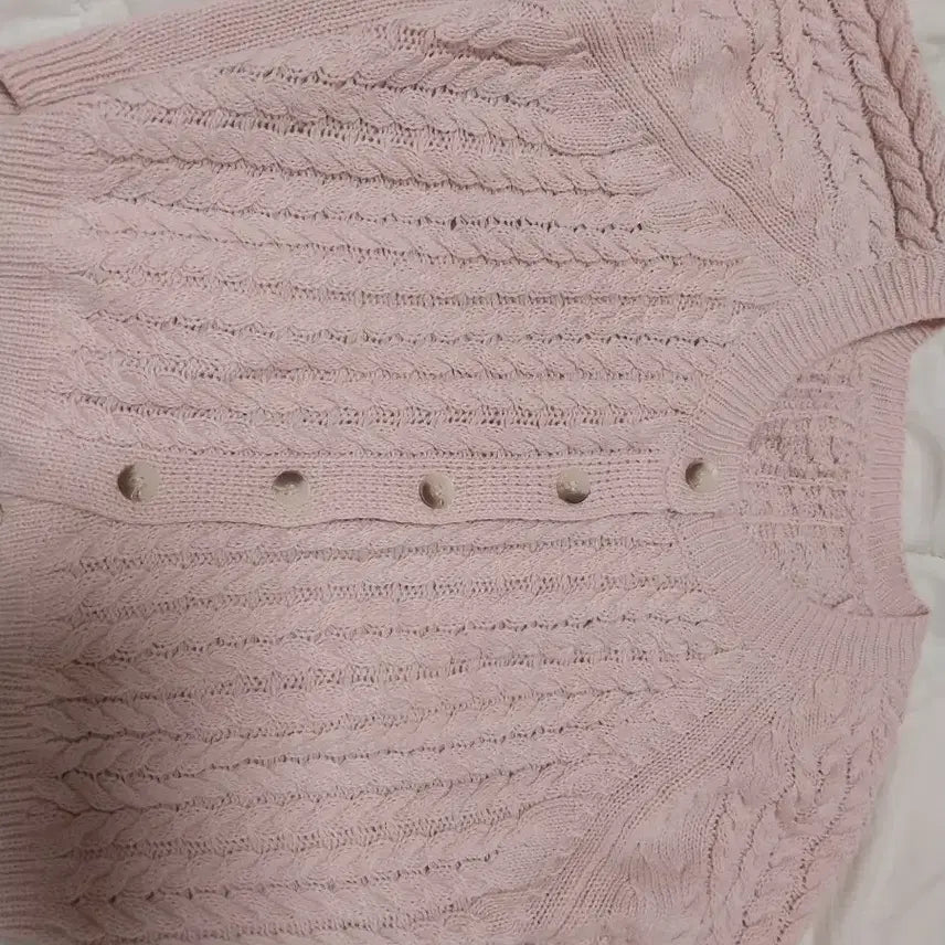 [BUNJANG] Strawberry Milk Pink Knit Crop Cardigan / 딸기우유 핑크 니트 크롭 가디건 네고가능