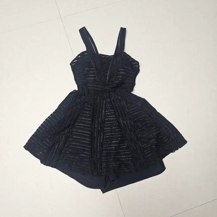 [BUNJANG] Black See-through Swimsuit with Shorts Set / 블랙 시스루 원피스 수영복 + 반바지 세트