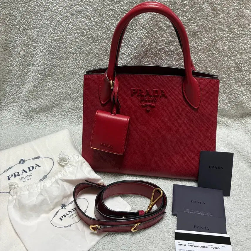 [BUNJANG] Prada Saffiano Monochrome Tote Bag Red / (정품)프라다 사피아노 모노크롬 토트백 레드