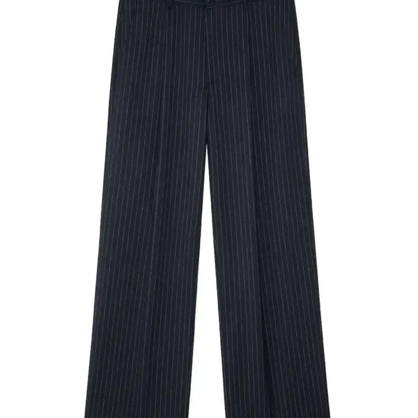[BUNJANG] Glony Wide Pinstripe Pants Navy S / 글로니 와이드 핀스트라이프 팬츠 네이비 S