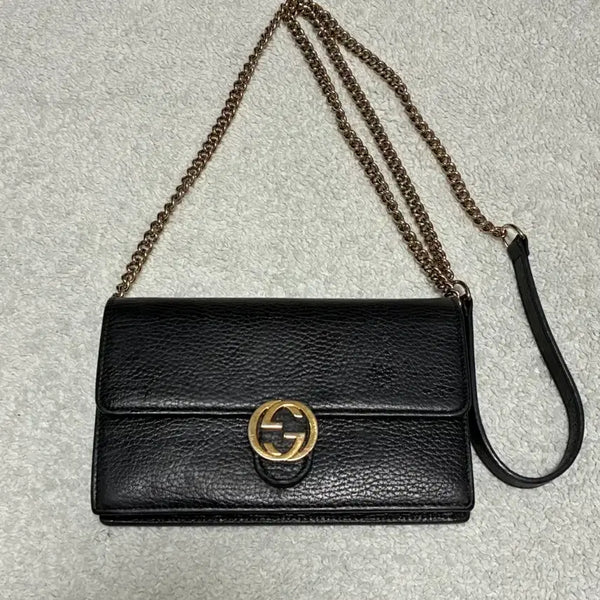 [BUNJANG] Gucci Interlocking Chain Crossbody Bag Mini Black / (정품)구찌 인터로킹 체인 크로스백