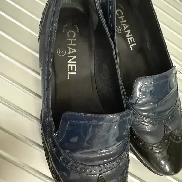 [BUNJANG] Chanel Leather Loafers Navy 37 / 샤넬 슈즈 로퍼 네이비 37