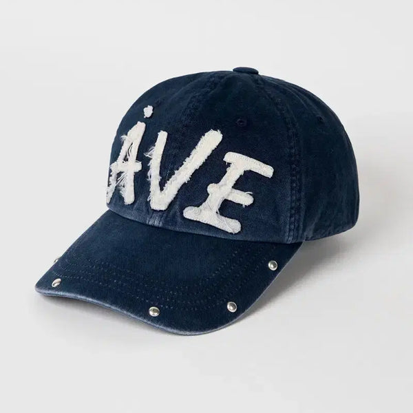 [BUNJANG] Abieux Applique Vintage Rivet Cap Hat Navy / 아비에무아 아플리케 빈티지 리벳 캡 볼캡 모자 네이비 새제품