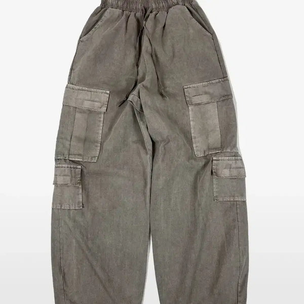 [BUNJANG] Skater Lock Pigment Cargo String Wide Pants Beige / 스케이터락 피그먼트 카고팬츠 Pigment cotton cargo string wide pants beige