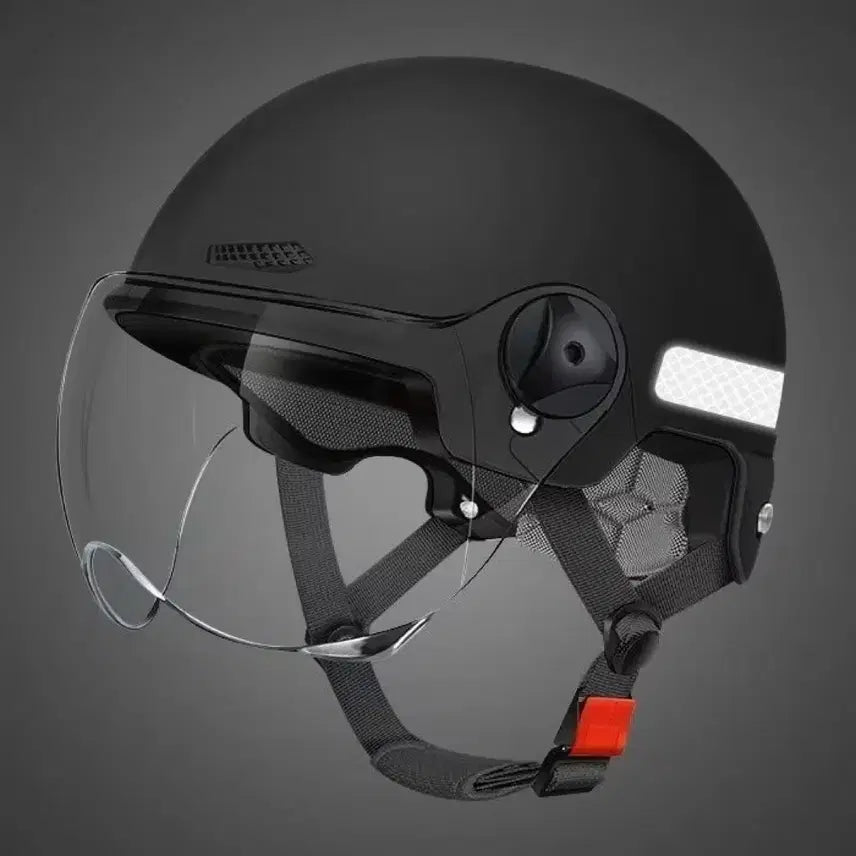 [BUNJANG] New Electric Bicycle/Scooter/Motorcycle Helmet - All Season, Unisex, Black with Clear Lens / 신제품 전기자전거 전동킥보드 오토바이 사계절 보호모 남녀공용 블랙 투명 렌즈 포함