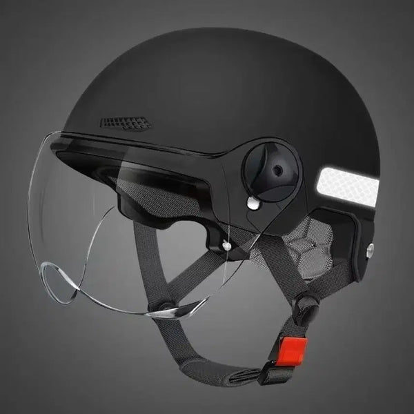 [BUNJANG] New Electric Bicycle/Scooter/Motorcycle Helmet - All Season, Unisex, Black with Clear Lens / 신제품 전기자전거 전동킥보드 오토바이 사계절 보호모 남녀공용 블랙 투명 렌즈 포함