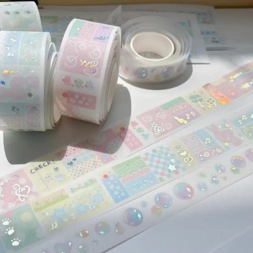 [BUNJANG] Rayon Fancy Sparkle Gilt Kiss Cut Sticker Set / 키스컷 띵(7) 라연팬시 반짝화지은박