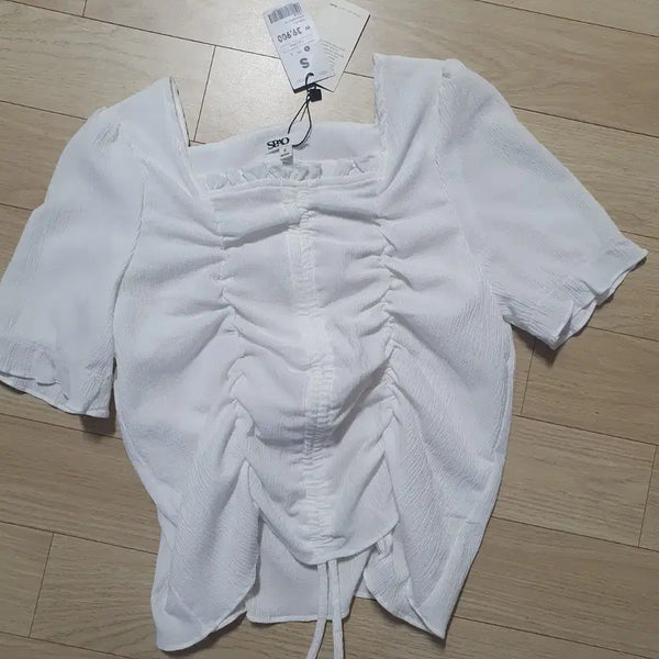 [BUNJANG] SPAO Seerers Shirring Blouse White / 스파오 시어커스 셔링 블라우스 화이트