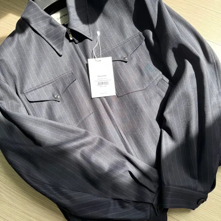 [BUNJANG] TONYWEX Pinstripe Double Pocket Blouson XL / 토니웩 핀스트라이프 더블 포켓 블루종