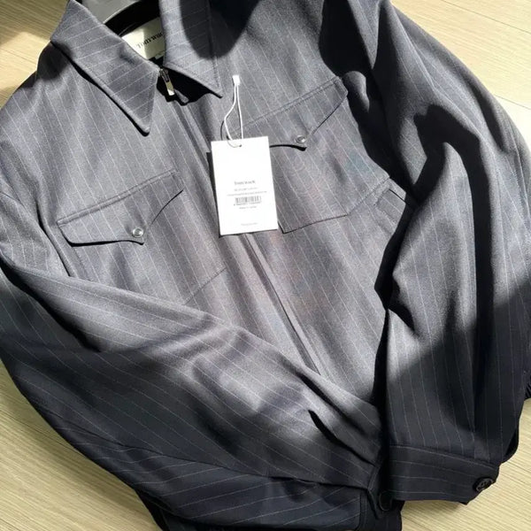 [BUNJANG] TONYWEX Pinstripe Double Pocket Blouson XL / 토니웩 핀스트라이프 더블 포켓 블루종