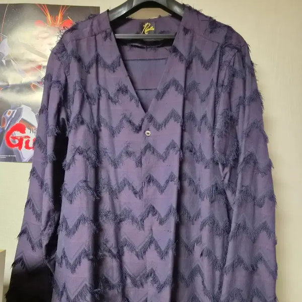 [BUNJANG] Needles Fringe Shirt Cardigan Purple / 니들스 프린지 셔츠 가디건 퍼플