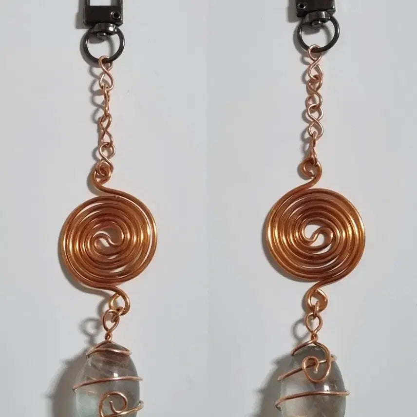 [BUNJANG] Handmade Copper SBB Coil and Gemstone Wire Wrapped Keychain / 구리 SBB 코일 + 원석 키링