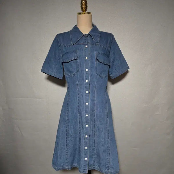 [BUNJANG] T Blossom Denim Dress / 티 블라썸 데님 원피스