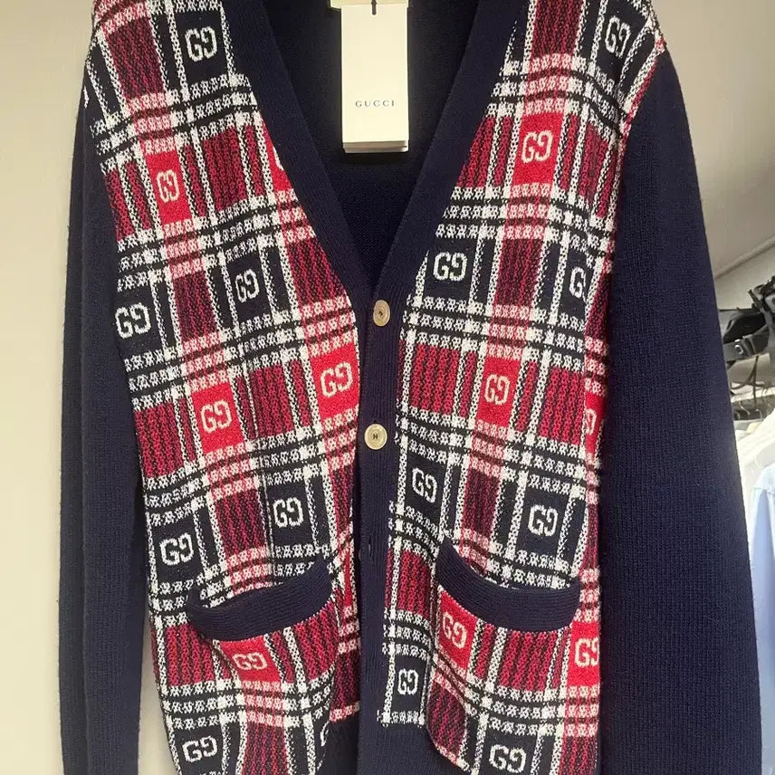 [BUNJANG] Gucci Logo Pattern Cardigan Navy S / 구찌 로고패턴 가디건 네이비 S