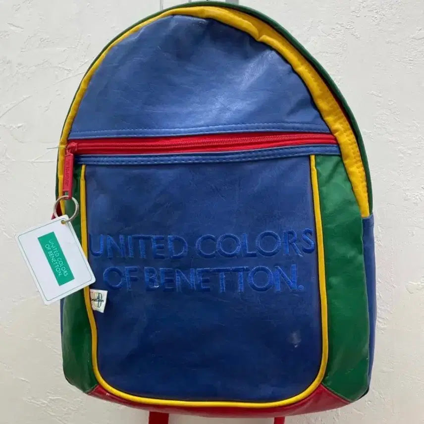[BUNJANG] Benetton 90's Classic Old School Leather Backpack / Benetton 90's 고전 빈티지 베네통 올드스쿨 올 레더 백팩