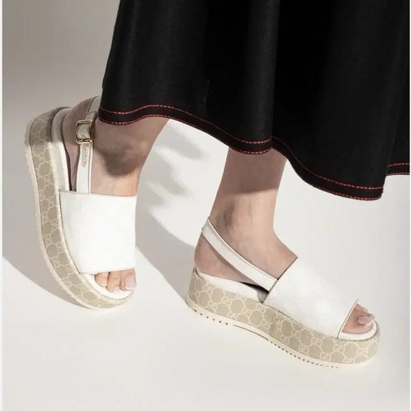 [BUNJANG] Gucci GG Supreme Platform Sandals White Beige / 구찌  GG 샌들 화이트 베이지 GG 슈프림 새상품
