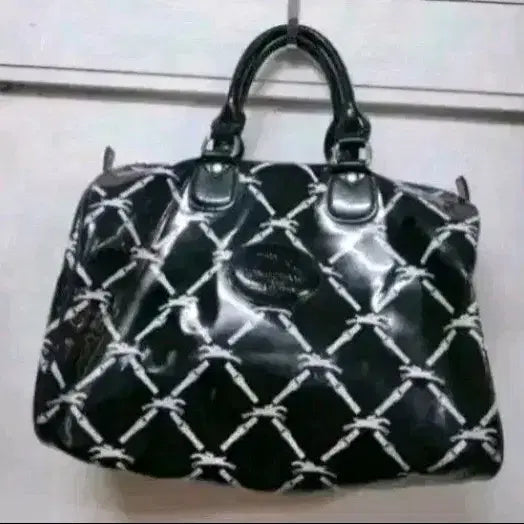 [BUNJANG] Longchamp Black Pattern Boston Bag / 롱샴  블랙 패턴  보스턴