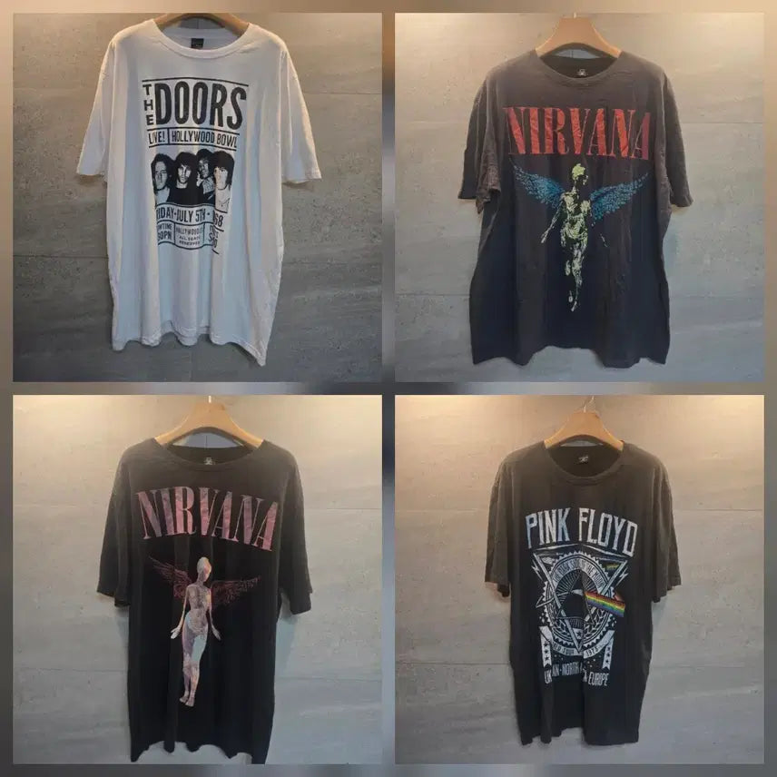 [BUNJANG] Pink Floyd, Nirvana, The Doors Band T-Shirt (3XL) / 핑크 플로이드, 너바나, 도어스 밴드 티셔츠.