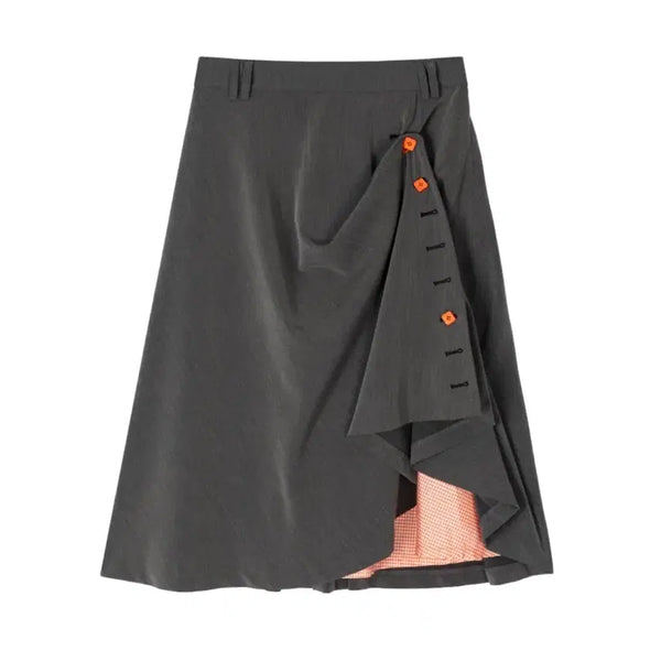 [BUNJANG] Heretic Button Long Flared Skirt Charcoal / 헤레틱 BUTTON LONG FLARED SKIRT charcoal