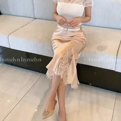 [BUNJANG] Rossem J Silk Skirt Light Blue / 수입의류 실크치마(소라색) 로썸제이 엉넬