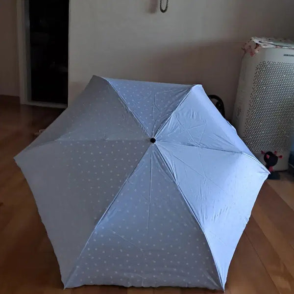 [BUNJANG] Pastel Star Pattern Folding Umbrella / [새상품] 파스텔톤 별무늬 접이식 하늘색 3단 양산