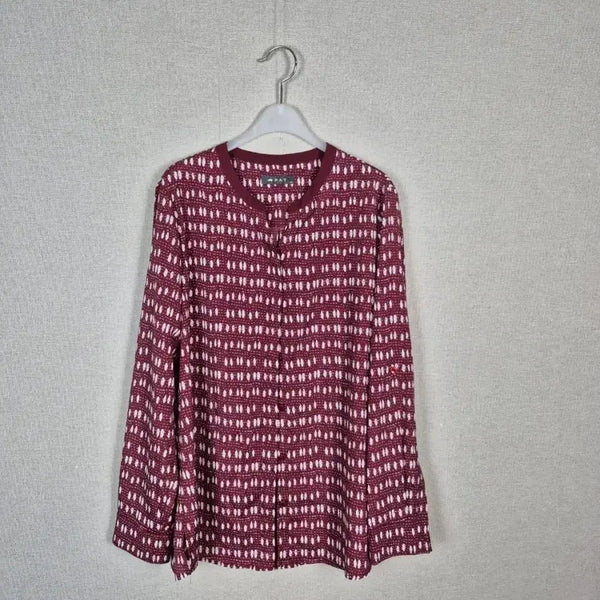 [BUNJANG] PAT Purple Patterned Henley Blouse (Size 105) / (#105/택X새상품)PAT 자주색 패턴 헨리넥 블라우스