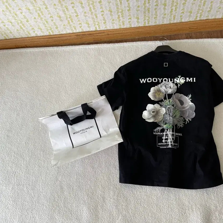 [BUNJANG] WooYoungmi Flower Short Sleeve T-Shirt / (정품/46/쇼핑백 구성) 우영미 플라워 반팔
