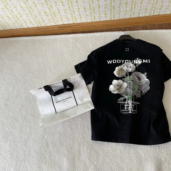 [BUNJANG] WooYoungmi Flower Short Sleeve T-Shirt / (정품/46/쇼핑백 구성) 우영미 플라워 반팔