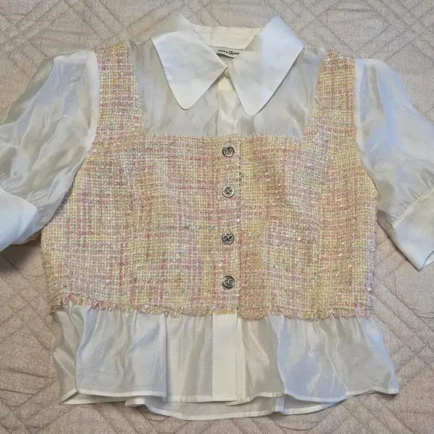 [BUNJANG] Roem Tweed Short Sleeve Blouse / 새상품 로엠 트위드 블라우스 초특가