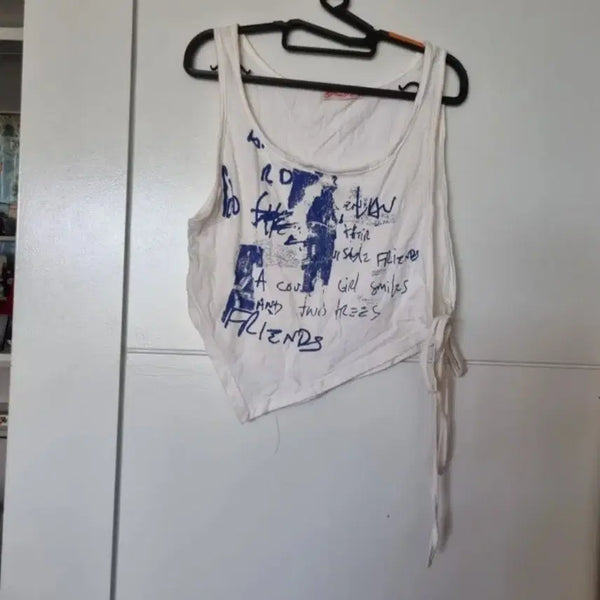 [BUNJANG] White Tank Top with Printed Design / 흰색 나시티 프린팅F
