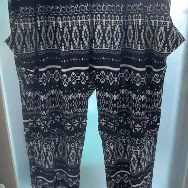[BUNJANG] Black Patterned Casual Lounge Pants / 냉장고 바지 블랙