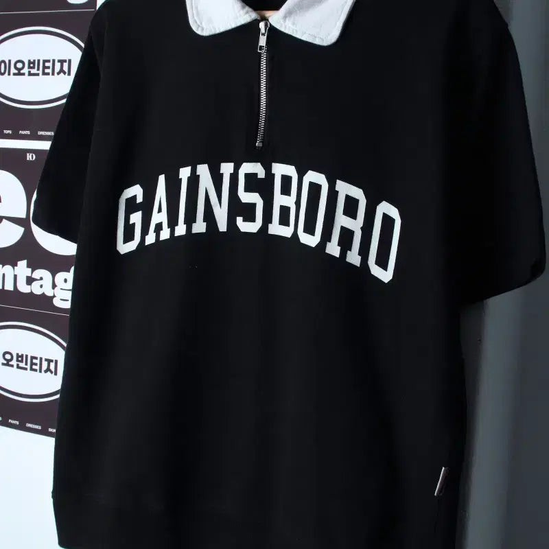 [BUNJANG] Gainsborough Big Logo Half-Zip Short-Sleeve Polo T-Shirt H36379 / W(M-XL) 게인스보로 반팔 카라 티셔츠 반집업 빅로고-H36379