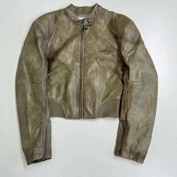 [BUNJANG] Sculptor Embossed Leather Bomber Jacket / [정품/S] 스컬프터 엠보스 레더 봄버 자켓