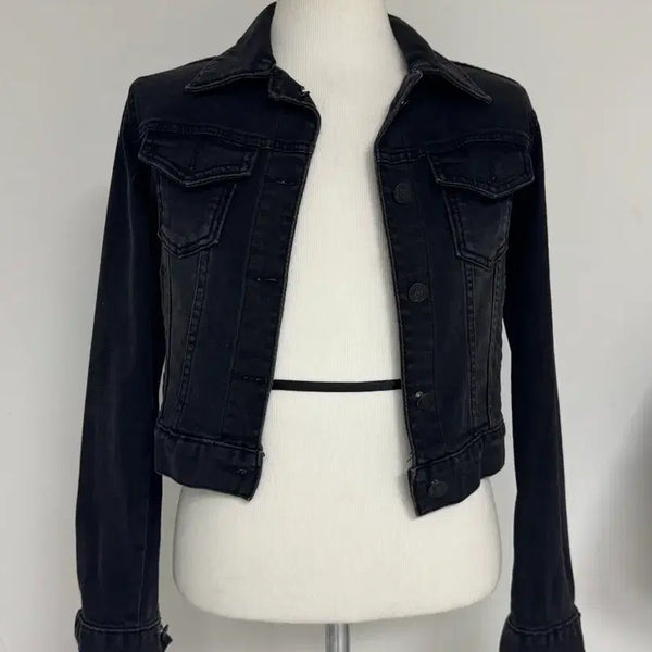 [BUNJANG] Black Cropped Denim Jacket / 크롭 청자켓 블랙