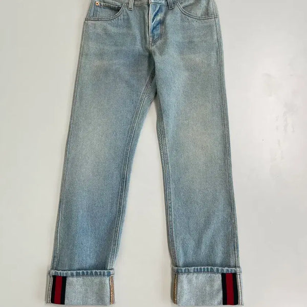 [BUNJANG] Gucci Web Detail Tapered Denim Pants Size 30 / [정품/30] 구찌 웹 디테일 테이퍼드 데님 팬츠