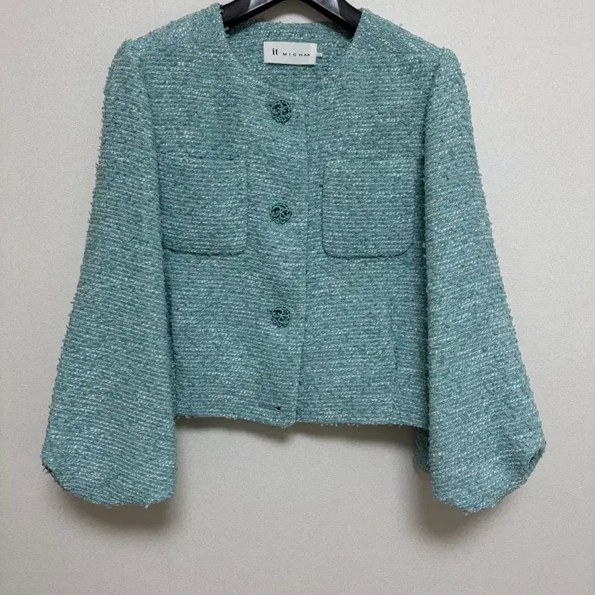 [BUNJANG] It Michaa Tweed Jacket Mint Green Size 55 / 잇미샤 트위드 자켓 55